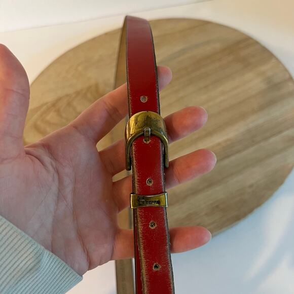 Vintage Liz Claiborne Red Genuine Saddle Leather Brass Buckle Belt Size Large main image 10